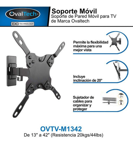 Ovaltech Soporte De Pared Ovtv-m1342  Pantalla 13-42' 20kg