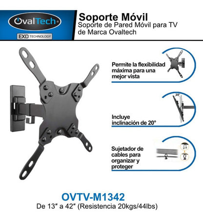 Ovaltech Soporte De Pared Ovtv-m1342  Pantalla 13-42' 20kg
