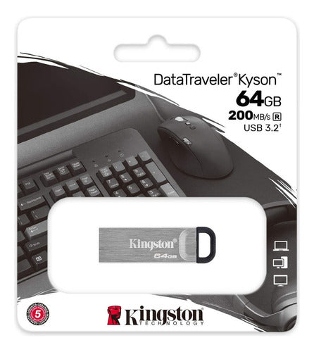 Memoria Usb Kingston Datatraveler Kyson 64gb Usb 3.2 Plata