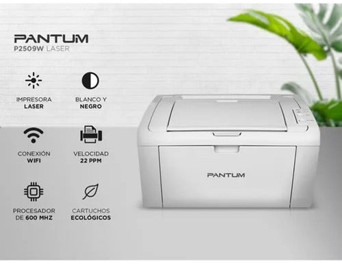 Pantum P2509w, Blanco Y Negro, Láser, Inalámbrico, Print