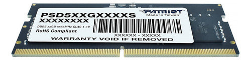 Memoria Ram Patriot Signature Ddr5, 4800mhz, 16gb, So-dimm
