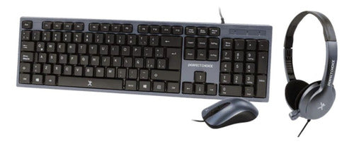 Kit De Teclado, Mouse Y Audífonos Perfect Choice Pc-201700