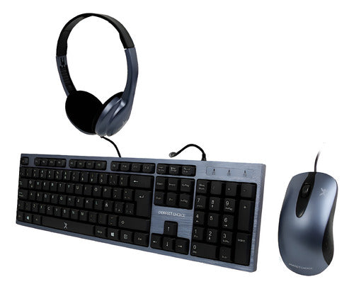 Kit De Teclado, Mouse Y Audífonos Perfect Choice Pc-201700