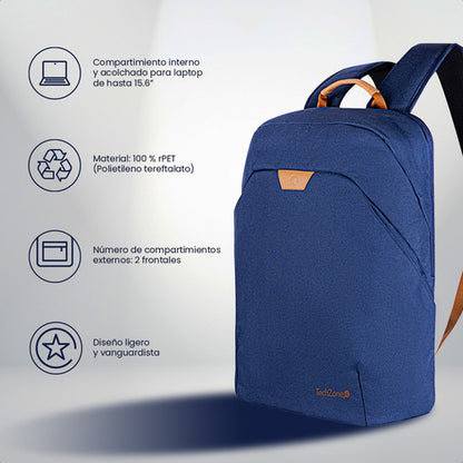 Techzone Mochila De Pet Eco Hero Blue Para Laptop 15.6  Azul