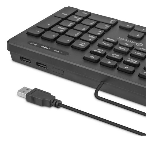 Teclado Slim Getttech Ggk-esmwr-01 Alambrico Hub 2 Usb Port