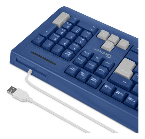 Teclado Getttech Ggk-esmwr-02-bl Alámbrico Conexión Usb Azul