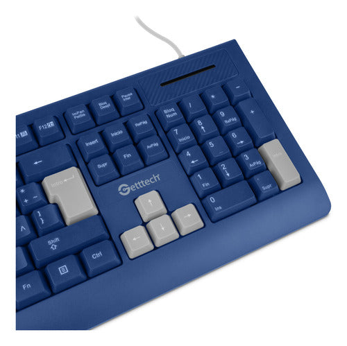Teclado Getttech Ggk-esmwr-02-bl Alámbrico Conexión Usb Azul