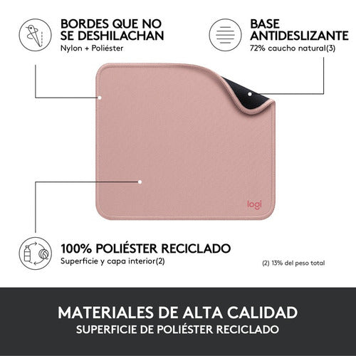 Mousepad Logitech Studio Series, 23 X 20cm, Grosor 2mm, Rosa