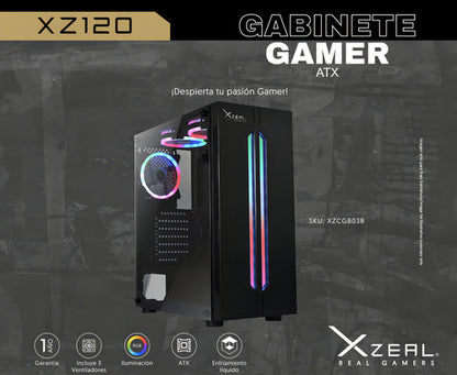 Gabinete Xzeal Xz120 Con Ventana Rgb Tower 3ventiladores Rgb