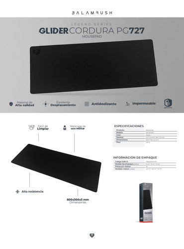Mousepad Gamer Balam Rush Glider Cordura Pg727 80x30cm  3mm