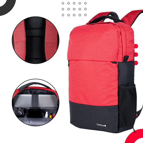 Techzone Mochila Nylon/poliés Tz21lbp07 Laptop 15.6  Naranja