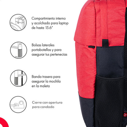 Techzone Mochila Nylon/poliés Tz21lbp07 Laptop 15.6  Naranja