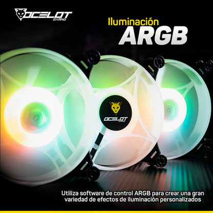 Ocelot Ogf01 - Ventilador 120mm Led Arcoiris Molex 4 Pin