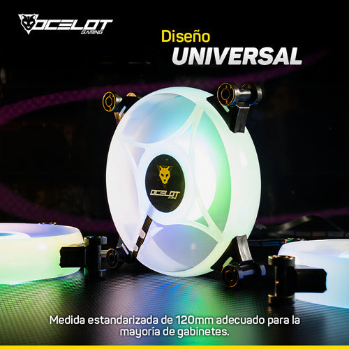 Ocelot Ogf01 - Ventilador 120mm Led Arcoiris Molex 4 Pin