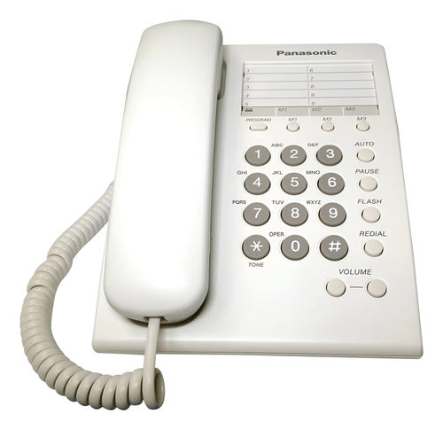 Panasonic Teléfono Básico Con 13 Memorias, Alámbrico, Blanco