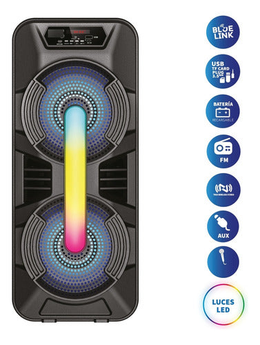 Necnon Bafle Nb-08x Bluetooth Alámbrico 7400w Pmpo Usb Negro
