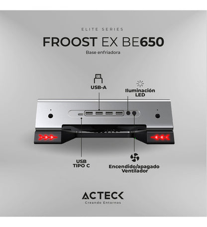 Acteck Base Enfriadora Froost Ex Be650 Rgb Laptop 16  Plata
