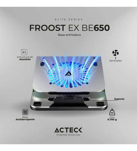 Acteck Base Enfriadora Froost Ex Be650 Rgb Laptop 16  Plata