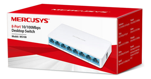 Switch Mercusys Fast Ethernet Ms108, 8 Puertos 1.6 Gbit/s