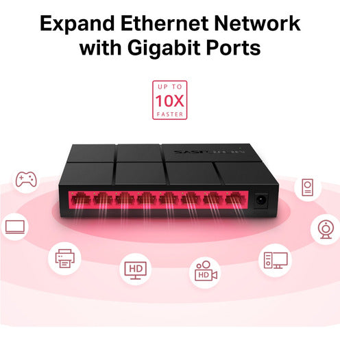 Switch Mercusys Gigabit Ethernet Ms108g 8puertos 100/1000mbp