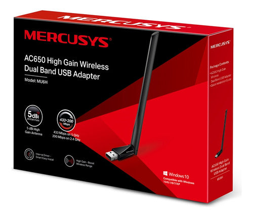 Mercusys Tarjeta De Red Mu6h Inalámbrico 433 Mbit Usb 1 Ante