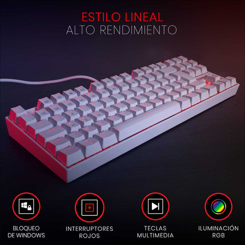 Teclado Mecánico Kumara Rainbow White K552-kr - Red Switch