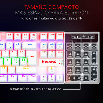 Teclado Mecánico Kumara Rainbow White K552-kr - Red Switch