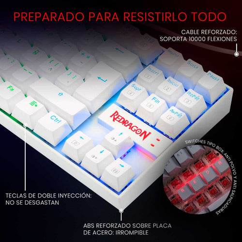 Teclado Mecánico Kumara Rainbow White K552-kr - Red Switch