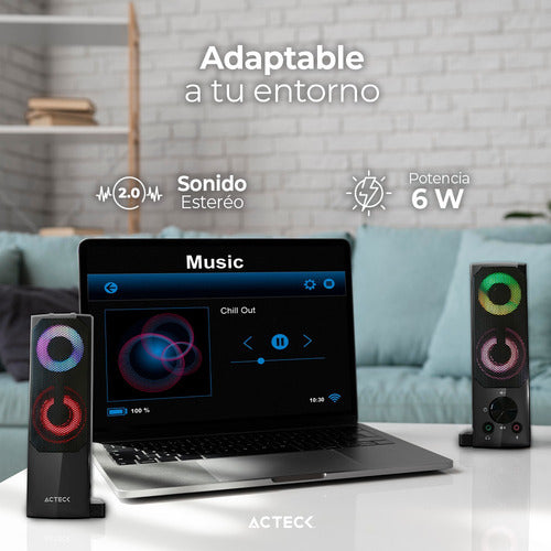 Acteck Bocinas Elant Brick, Alámbrico, 3w Rms, 3.5mm, Negro