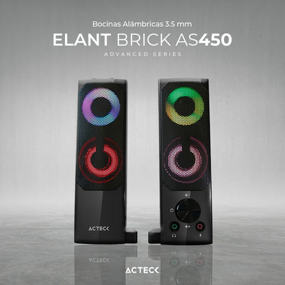 Acteck Bocinas Elant Brick, Alámbrico, 3w Rms, 3.5mm, Negro