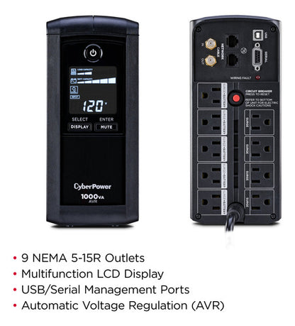 No Break Cyberpower Cp1000avrlcd, 600w, 1000va, 9 Contactos