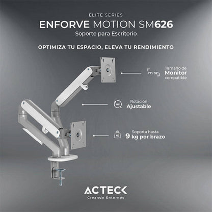 Acteck Brazo Articulado Escritorio 2 Monitores 17-32  Blanco