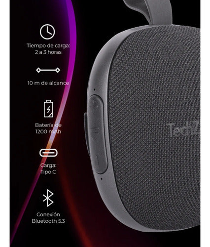 Techzone Bocina Portátil Tzsp01 Bluetooth 5w Rms Usb C Negro