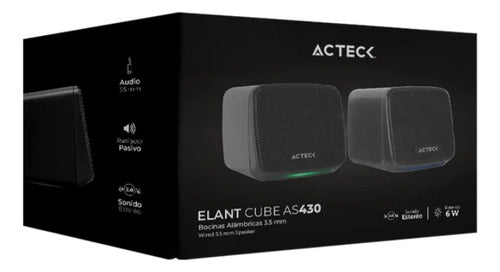 Acteck Bocinas Elant Cube, Alámbrico, 3w Rms, 3.5mm, Negro