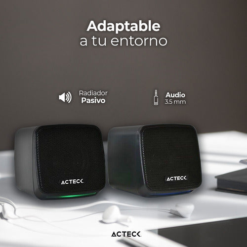 Acteck Bocinas Elant Cube, Alámbrico, 3w Rms, 3.5mm, Negro