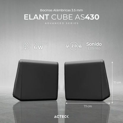 Acteck Bocinas Elant Cube, Alámbrico, 3w Rms, 3.5mm, Negro