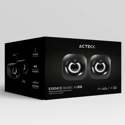 Acteck Bocinas Esence Basic, Alámbrico, 6w Rms, 3.5mm, Negro