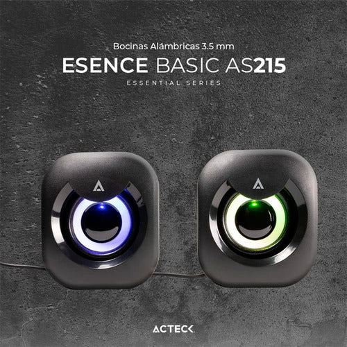Acteck Bocinas Esence Basic, Alámbrico, 6w Rms, 3.5mm, Negro