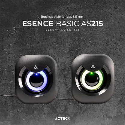 Acteck Bocinas Esence Basic, Alámbrico, 6w Rms, 3.5mm, Negro