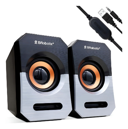 Brobotix Bocinas Portátiles 963913, Alámbrico 2.0 Canales 5w Negro
