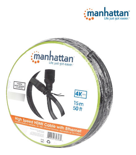 Manhattan Cable Hdmi Canal Ethernet, Hdmi Macho 4k, 30hz 15m