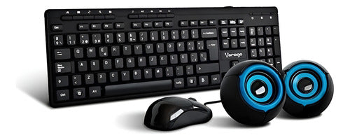 Kit De Teclado Mouse Bocinas Vorago Kms-104 Alámbrico Negro