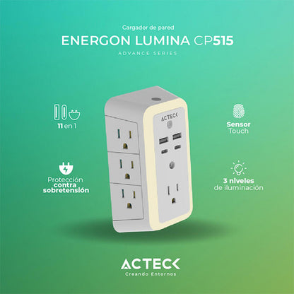 Cargador De Pared Acteck Energon Lumina Cp515 7 Conectores