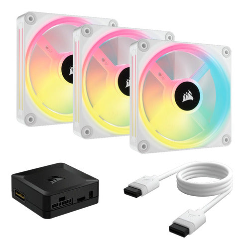 Ventilador Corsair Icue Link Qx120 Rgb 120mm Blanco 3pzas