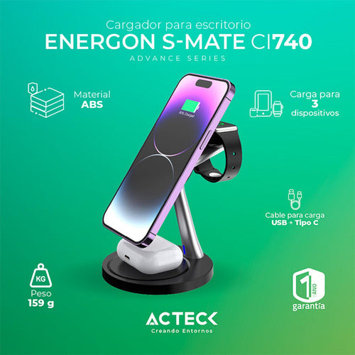 Cargador Inalambrico Acteck Energon S-mate Ci740 Ac-937139