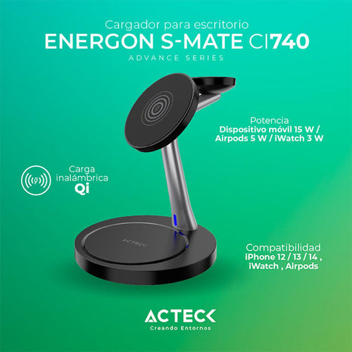 Cargador Inalambrico Acteck Energon S-mate Ci740 Ac-937139