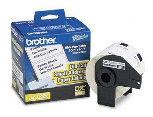 Etiquetas Pre Cortadas Blancas Brother Dk1209 De 62x28.9 Mm Blanco