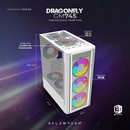 Gabinete Gamer Balam Rush Dragonfly Ii Crystal Gm745 Blanco