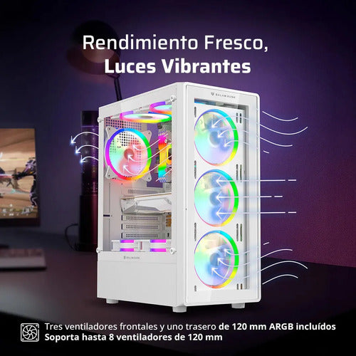 Gabinete Gamer Balam Rush Dragonfly Ii Crystal Gm745 Atx Media Torre 4 Fan Rgb Cristal Templado Usb 3.0 Negro Br-935968