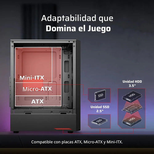 Gabinete Gamer Balam Rush Dragonfly Ii Crystal Gm745 Atx Media Torre 4 Fan Rgb Cristal Templado Usb 3.0 Negro Br-935968
